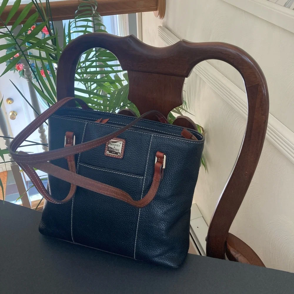 Dooney & Bourke Black and Tan Leather Tote